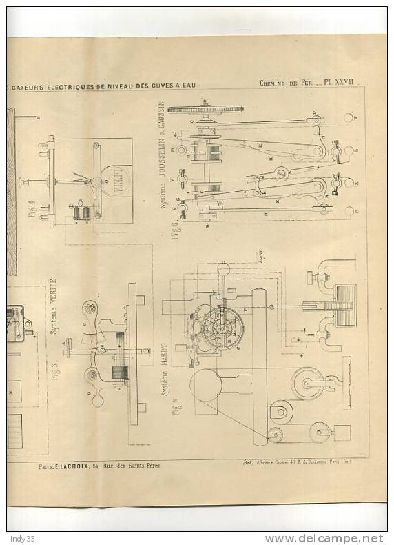 - CHEMINS DE FER . INDICATEURS ELECTRIQUES DE NIVEAU DES CUVES A EAU . GRAVURE DE L´EXPOSITION DE PARIS DE 1878 - Ferrocarril