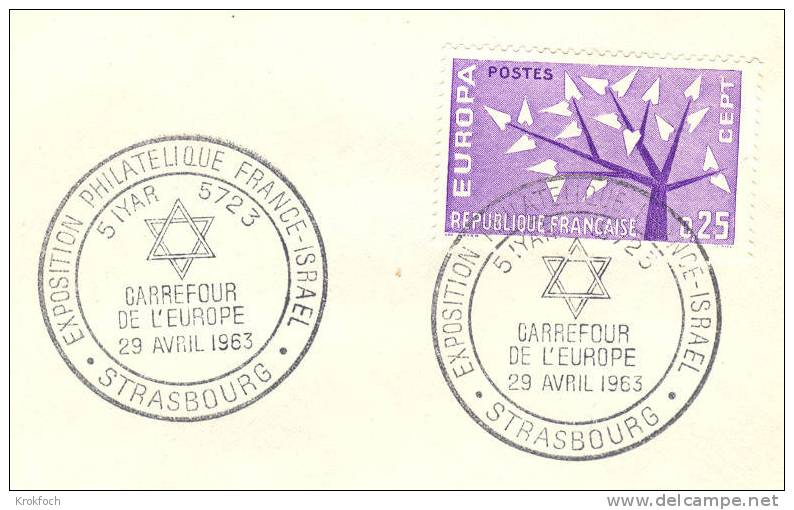 Judaica - BT France Israel - Strasbourg 29.04.1963 - étoile De David- Sur Enveloppe Entière - Judaisme