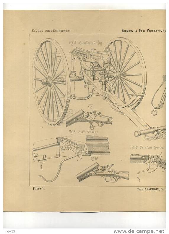 - ARTILLERIE MODERNE . ARMES A FEU PORTATIVES . GRAVURE DE L´EXPOSITION DE PARIS DE 1878 - Dokumente