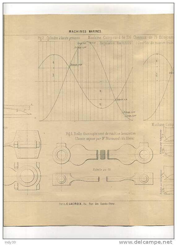 - MACHINES MARINES . CYLINDRE A HAUTE PRESSION COMPOUND . GRAVURE DE L´EXPOSITION DE PARIS DE 1878 - Other & Unclassified