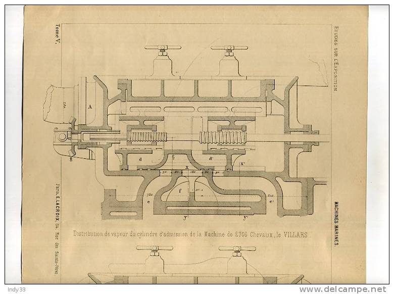 - MACHINES MARINES . DISTRIBUTION DE VAPEUR DU CYLINDRE D´ADMISSION ... LE VIL. GRAVURE DE L´EXPOSITION DE PARIS DE 1878 - Other & Unclassified