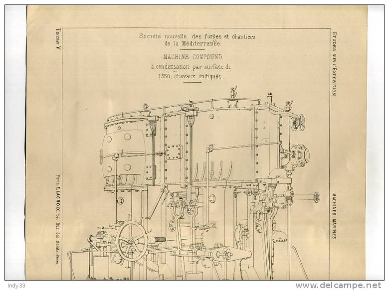 - MACHINES MARINES . MACHINE COMPOUND . GRAVURE DE L´EXPOSITION DE PARIS DE 1878 - Sonstige & Ohne Zuordnung