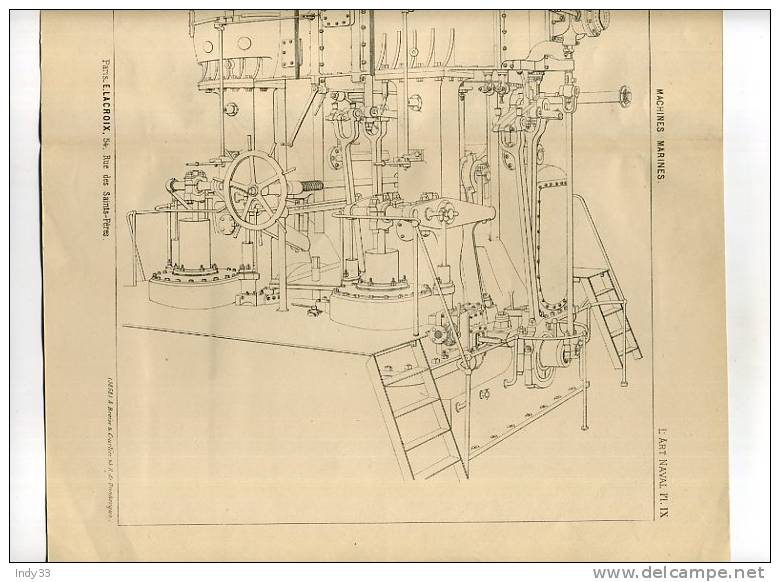 - MACHINES MARINES . MACHINE COMPOUND . GRAVURE DE L´EXPOSITION DE PARIS DE 1878 - Andere & Zonder Classificatie