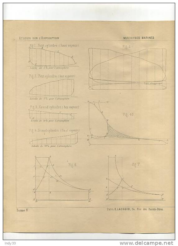 - MACHINES MARINES . GRAVURE DE L´EXPOSITION DE PARIS DE 1878 - Techniek & Instrumenten