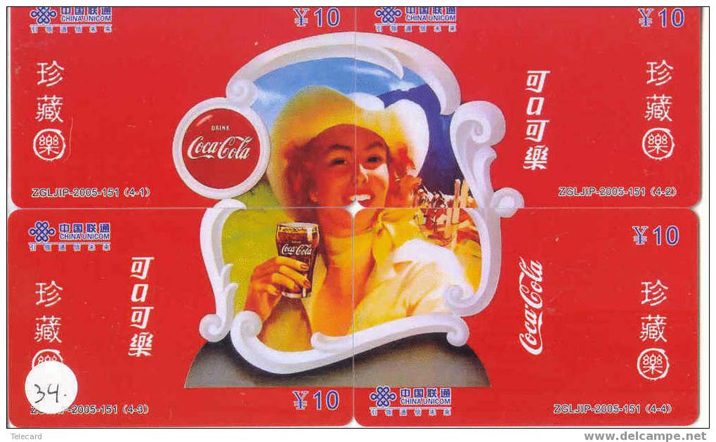 4 Telecartes COCA COLA En Puzzle (34) Puzzle Of 4 Phonecards - Rompecabezas