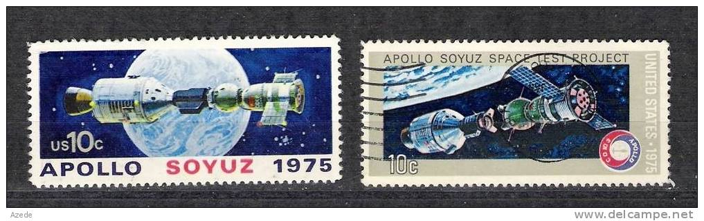 Lot De 2 Timbres Avec Thèmes Serie Complète Espace Apollo Soyouz USA20r - Verzamelingen