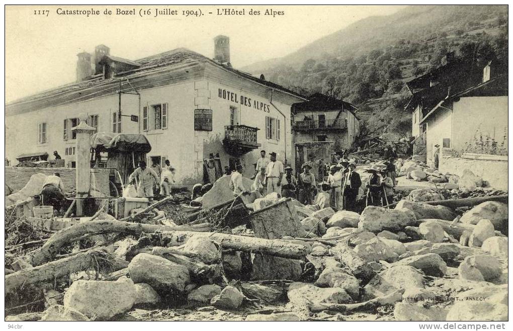 CPA (73)   BOZEL  Catastrophe 16 07 1904  L Hotel Des Alpes - Bozel