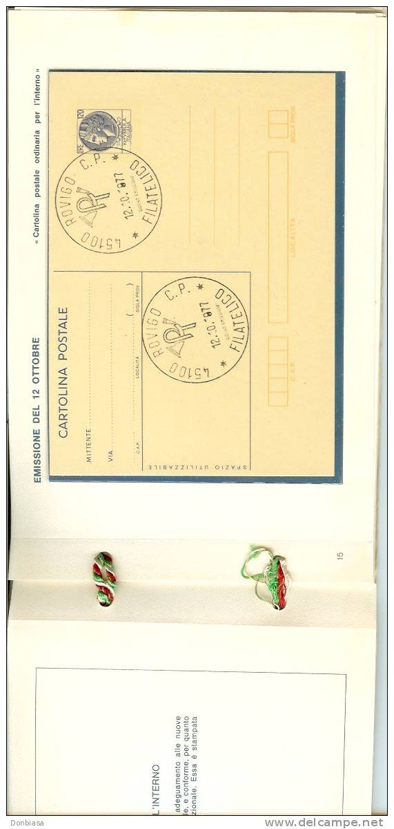 Libro Ufficiale Delle "Carte Valori Postali Emesse Dall´ Amministrazione Postale Italiana Nel 1977" - Full Years