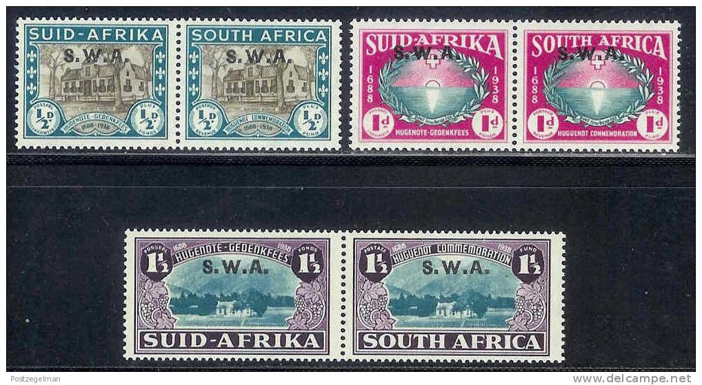 SWA 1939 Mint Hinged Stamp(s) Hugenotes 3 Pairs 210-215 - Namibie (1990- ...)