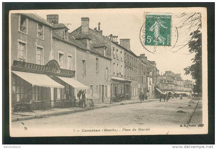 Carentan (50) - Place Du Marché ( Animée Restaurant De La Gare BF N°7) - Carentan