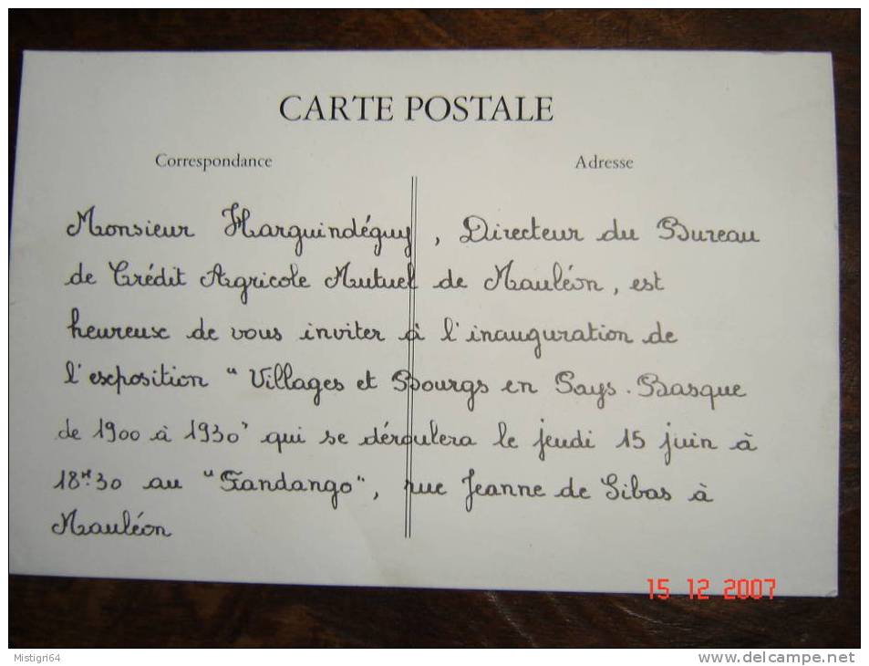 64130 - MAULEON - LE CHATEAU D'ANDURAIN - CARTE INVITATION - Mauleon Licharre