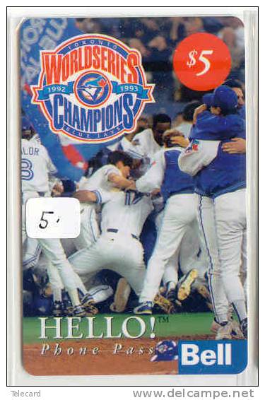 CANADA (5) Telecarte HELLO Prepaid BELL - PHONECARD CANADA - $ 5.00 - SPORT - BASEBALL - TORONTO WORLDSERIES - Kanada