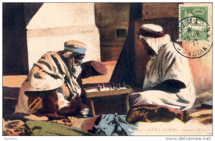 ECHECS : JOUEURS D' ECHECS - T.C.V. / GUELMA - ALGÉRIE - 1927 - À VOIR ! (z-984) - Schaken