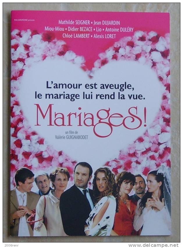CINEMA. DOSSIER DE PRESSE: MARIAGES. De Valérie Guignabodet. Voir Distribution. 2004 - Bioscoopreclame