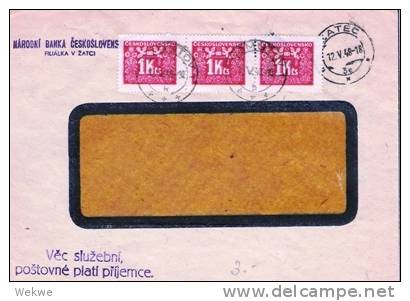 TSC110/ Bankbrief Mit Dienstmarken 3-er Streifen 1948 - Briefe U. Dokumente