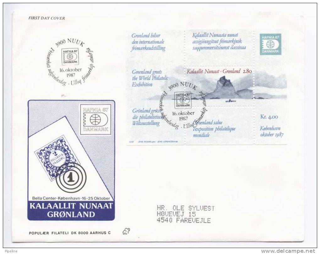 Greenland FDC Mini Sheet 16-10-1987 Sent To Denmark - Autres & Non Classés