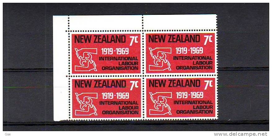 NUOVA ZELANDA 1969 -  Gibbons 893** (x 4) - I.L.O. - Unused Stamps