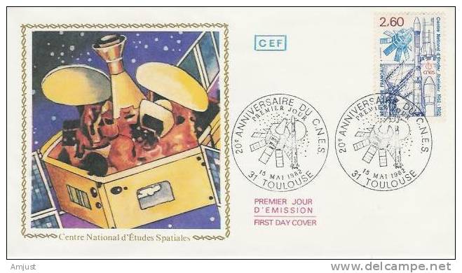 France FDC 1982 (No. Y.&T. 2213) Centre National D'étude Spatiales - 1980-1989