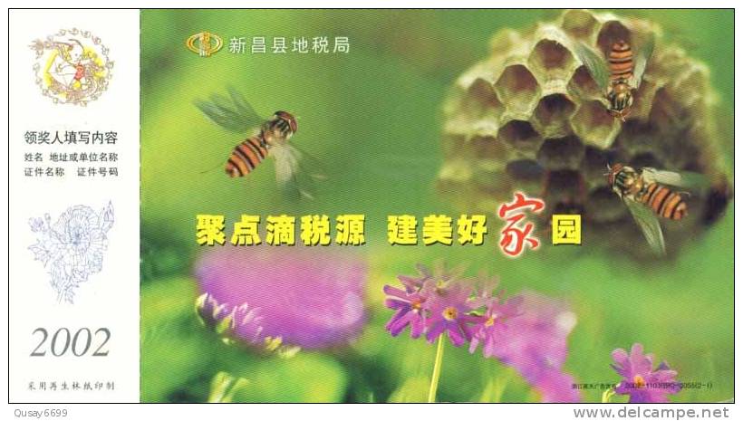 Bee, Honeybee, Bee Nest, Flower ,  Pre-stamped Postcard, Postal Stationery - Abeilles