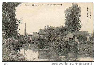 Vibraye Traversée De La Braye Avec Pêcheur Cpa Bon état - Vibraye