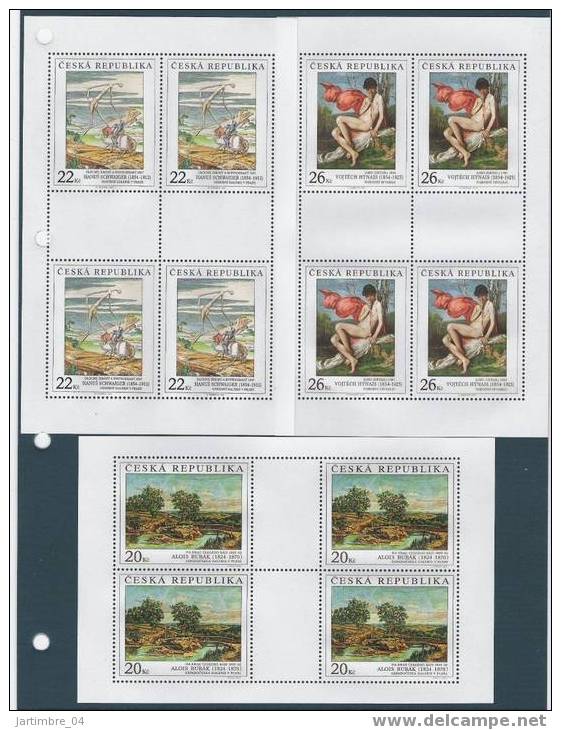 2004 RépubliqueTCHEQUE 383-85**  Tableaux, Feuillets De 4, Kleinbogen - Unused Stamps