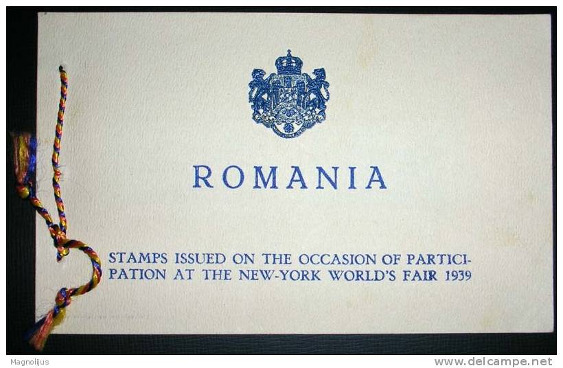 Romania,Stamps,Event,Participation,New York World´s Fair 1939.,Special Album,vintage - Nuevos