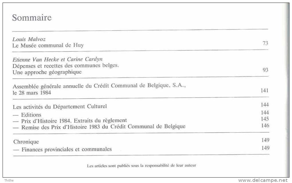 Bulletin Du Crédit Communal De Belgique - N° 148 - Avril 1984 (e.a. Musée Communal De Huy) - History