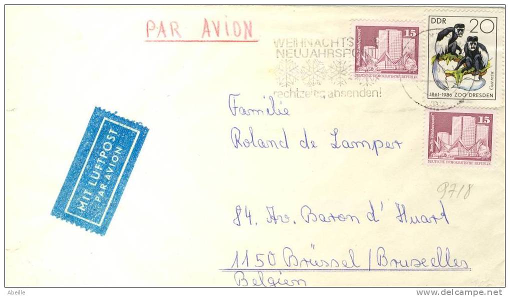 9718    LETTRE DDR - Singes