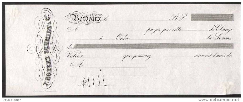 CHEQUE DE BORDEAUX.  SPECIMEN IMPRIMERIE STERN - Wissels