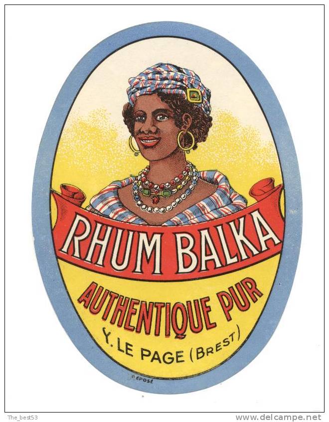 Etiquette Rhum  -  Balka  -  Y. Le Page  à  Brest  (29) - Rhum