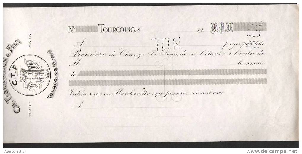 CHEQUE TOURCOING .59 .  SPECIMEN IMPRIMERIE STERN - Bills Of Exchange