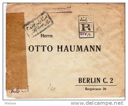 Tur006/ Stamboul 1917, Roter Halbmond Auf Postgebäude (5 X) Nach Berlin, Einschreiben  Mit Zensur V. Deutschland - Lettres & Documents