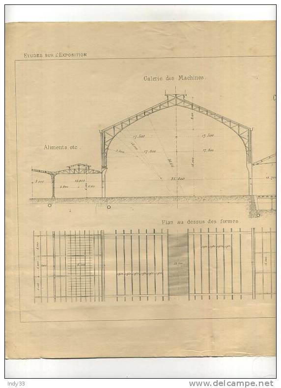 - COUPE TRANSVERSALE DU PALAIS DU CHAMP DE MARS . GRAVURE DE L´EXPOSITION DE PARIS DE 1878 - Ferretería