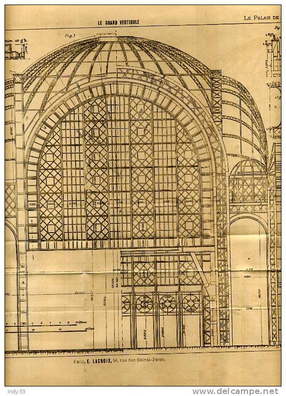 - LE GRAND VESTIBULE . GRAVURE DE L´EXPOSITION DE PARIS DE 1878 - Architectuur