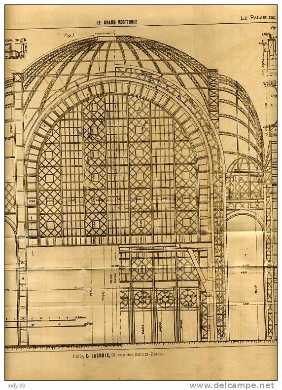 - LE GRAND VESTIBULE . GRAVURE DE L´EXPOSITION DE PARIS DE 1878 - Arquitectura
