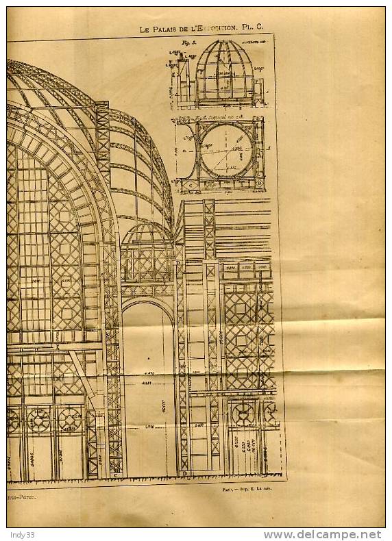 - LE GRAND VESTIBULE . GRAVURE DE L´EXPOSITION DE PARIS DE 1878 - Architecture