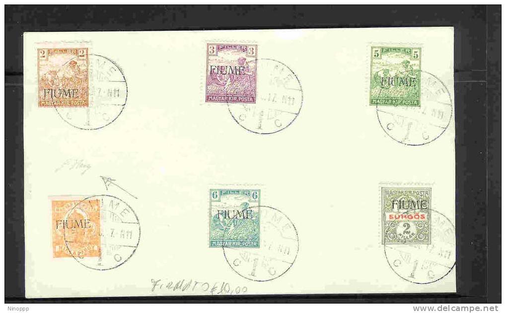 Italy-1917 Occupation Fiume  6 Stamps Used On Paper - Fiume