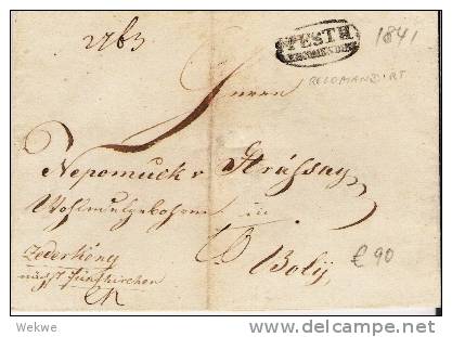 Ung001/- UNGARN -  Pesth 1841, Rekommandiert.Schönes    Wachssiegel Mit Pferd Rückseitig - ...-1867 Voorfilatelie