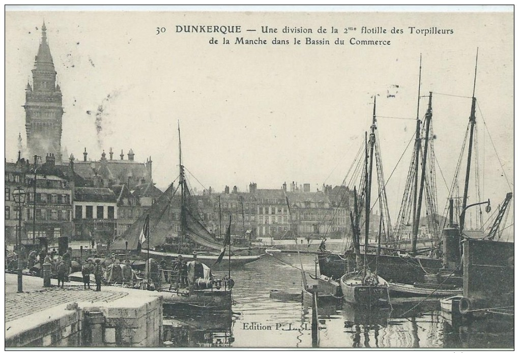 59, Nord, DUNKERQUE,Une Division De La 2éme Flotille Des Torpilleurs De La Manche Dans Le Bassin Du Commerce, Scan Recto - Dunkerque