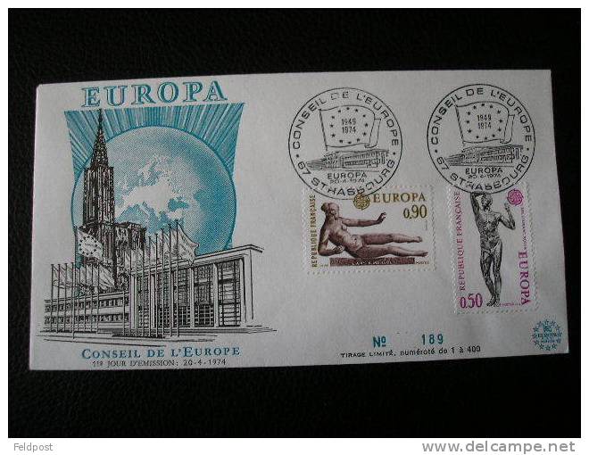 Enveloppe 1er Jour - Conseil De L´europe - EUROPA Strasbourg 1974 - 1974