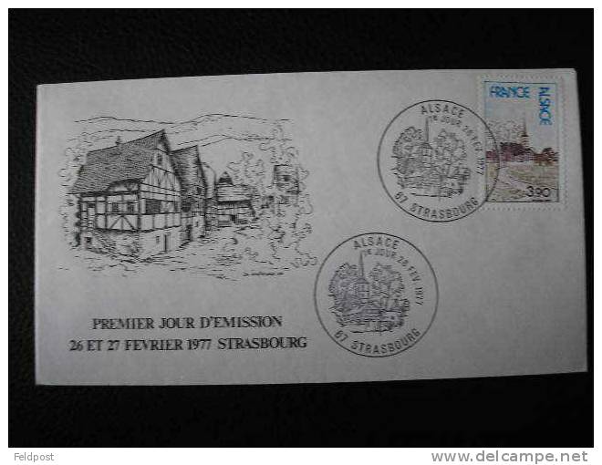 Cachet Strasbourg - Premier Jour Timbre ALSACE 1977 - Sonstige & Ohne Zuordnung