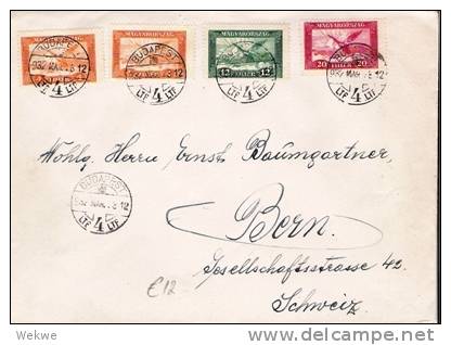 Ung064/- UNGARN - Luftpost Schweiz 1932, Turul-Frankatur (Vogel) - Lettres & Documents