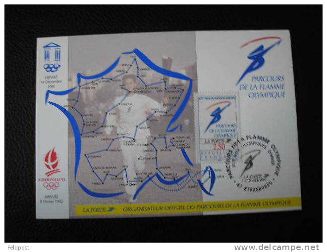 Cachet Strasbourg - 1992 - Parcours De La Flamme Olympique - Winter 1992: Albertville