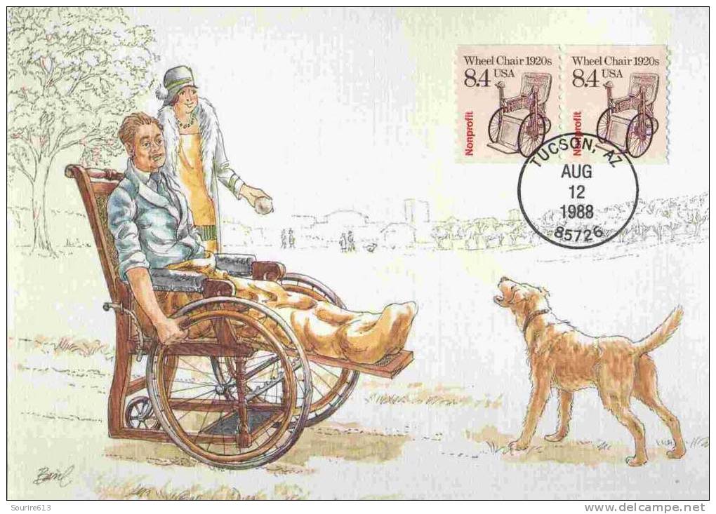 CPJ Usa 1988 Santé Handicaps Fauteuil Roulant 1920 Wheel Chair - Handicaps