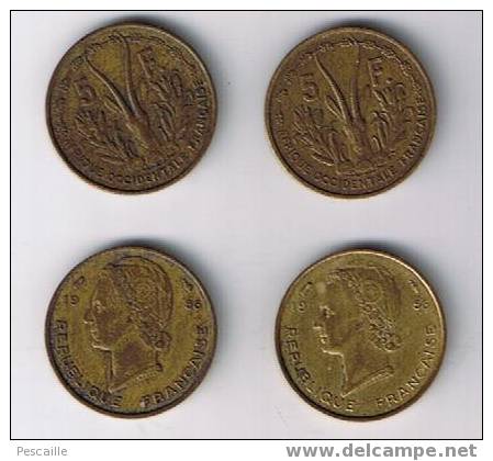 Lot De 4 Pièces De 5 Francs Afrique Occidentale Française - Sonstige & Ohne Zuordnung