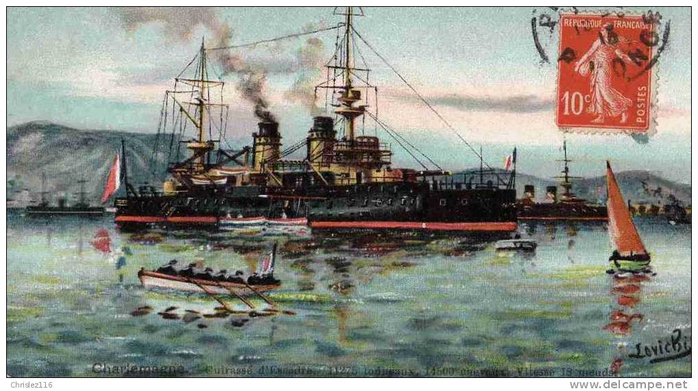 Cuirassé D´Escadre CHARLEMAGNE  Couleur  1913 - Warships