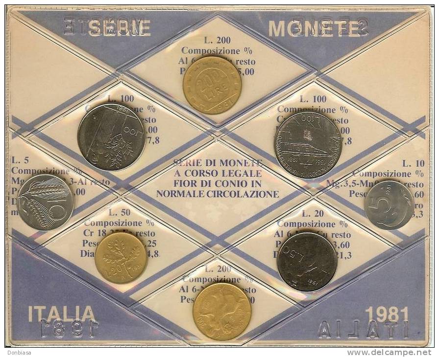 Divisionale Repubblica Italiana 1981 (8 Monete - Serietta) - Nieuwe Sets & Proefsets