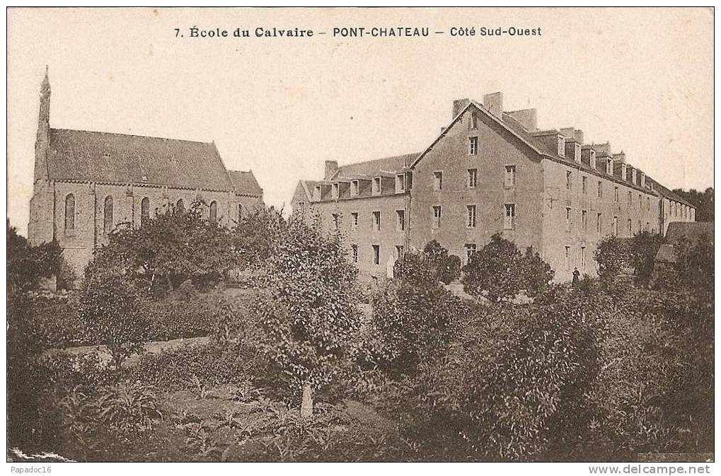 44 - Pont-Château - Ecole Du Calvaire - Côté Sud-Ouest (verso : Publicité De L'école) - (Pontchâteau) - Pontchâteau