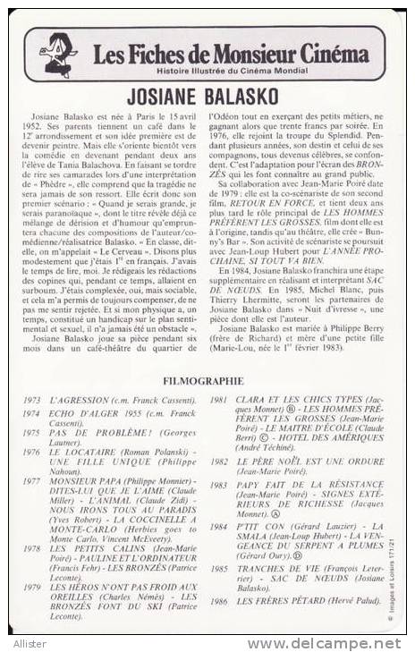 Fiche Biographie De Josiane BALASKO - Cinema Advertisement