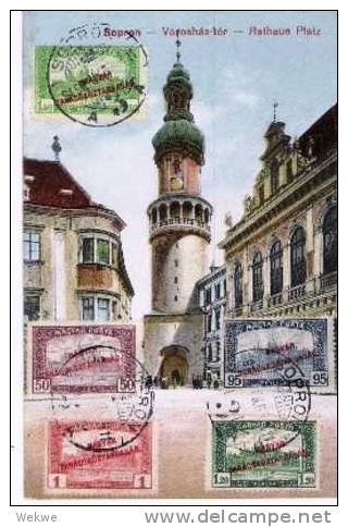 Ung158/- UNGARN - Sopron Räterepublik, Parlament überdruckt, 5 Werte - Lettres & Documents